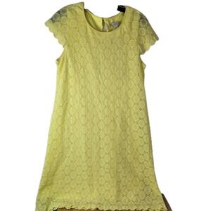 Dressbarn CB Established 1962 Yellow Sheath Lace Retro Classy‎ Dress Sz 8 Spring